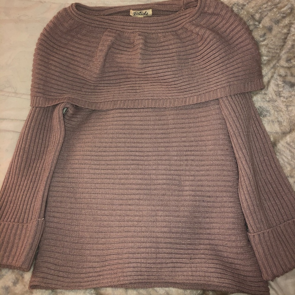 Lavender Off-the-Shoulder Sweater Dress